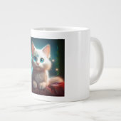 ファンタジーの若いアルビノ猫 ジャンボコーヒーマグカップ (正面右)