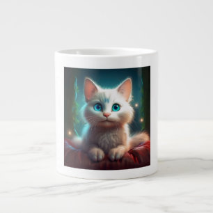 ファンタジーの若いアルビノ猫 ジャンボコーヒーマグカップ
