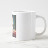 ファンタジーの若いアルビノ猫 ジャンボコーヒーマグカップ (右)