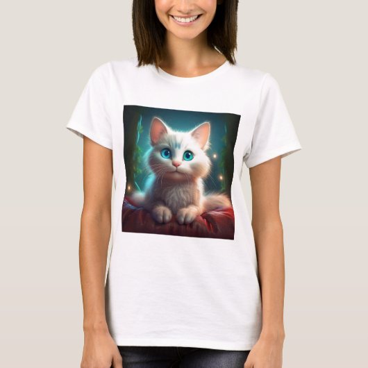 ファンタジーの若いアルビノ猫 Tシャツ (正面)