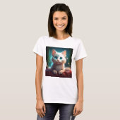 ファンタジーの若いアルビノ猫 Tシャツ (正面フル)