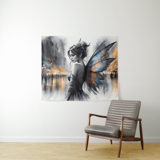 ファンタジーの都市のエレガント美しいの夢想的なライト タペストリー (インサイチュ(横))