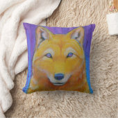 ファンタジーの金オオカミの頭部の枕 クッション (ブランケット)