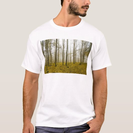 ファンタジーの霧と黄色の森葉 Tシャツ (正面)