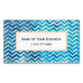 ファンタジーの青および水のシェブロンの水生ジグザグ形 マグネット名刺 (正面)