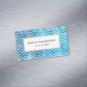 ファンタジーの青および水のシェブロンの水生ジグザグ形 マグネット名刺 (インサイチュ)
