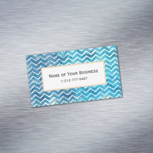 ファンタジーの青および水のシェブロンの水生ジグザグ形 マグネット名刺 (インサイチュ)