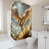 ファンタジーの飛んでいる可愛い翼の戦士 シャワーカーテン (インサイチュ)