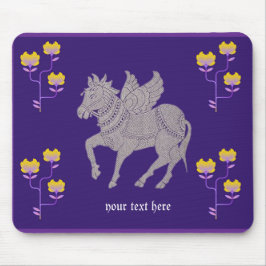ファンタジーの馬と花の花バレンタインデーの贈り物 マウスパッド