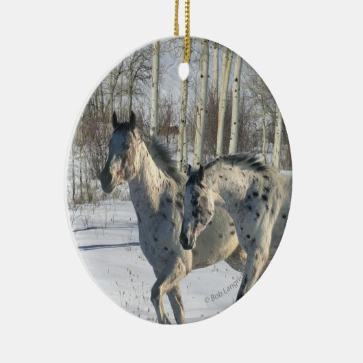 ファンタジーの馬: 冬の不思議の国 セラミックオーナメント (右)