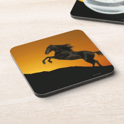 ファンタジーの馬: 山の日没 コースター (左側)