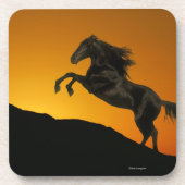 ファンタジーの馬: 山の日没 コースター (正面)