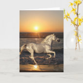 ファンタジーの馬: 日没 カード (黄色い花)