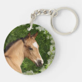 ファンタジーの馬: 花 キーホルダー (裏面)