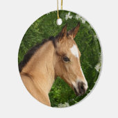 ファンタジーの馬: 花 セラミックオーナメント (左)