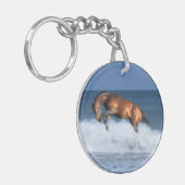 ファンタジーの馬: Selle Francais及び海 キーホルダー (正面左)