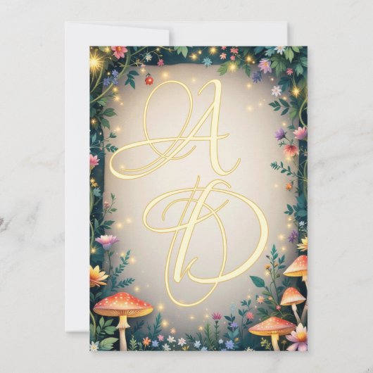 ファンタジーの魔法のウッドランドキャッスルフェアヤテ結婚ール セーブザデート (裏面)