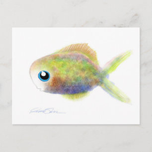 ファンタジーの魚:青い目の少年 ポストカード