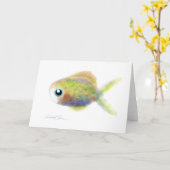 ファンタジーの魚: 青い目の男の子 カード (黄色い花)