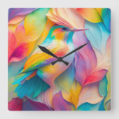 ファンタジーの鳥シルクバード スクエア壁時計 (正面)