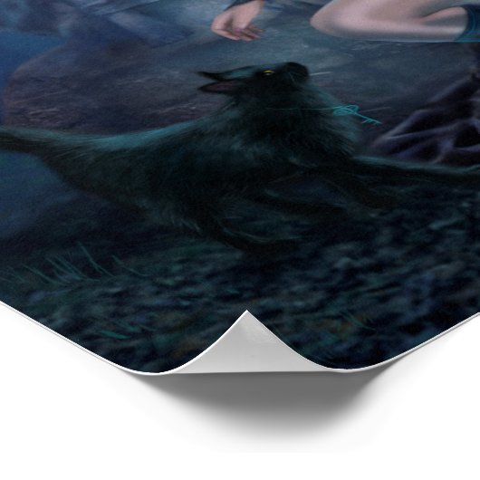 ファンタジーの黒猫の美人 ポスター (角)