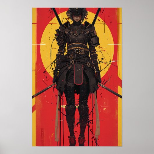 ファンタジーの黒装束の女性の戦士ポスター ポスター (正面)