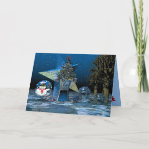 ファンタジーのsurrealisticクリスマスの景色のテキスト・カード シーズンカード
