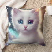 ファンタジーふわふわ白猫 クッション (ブランケット)