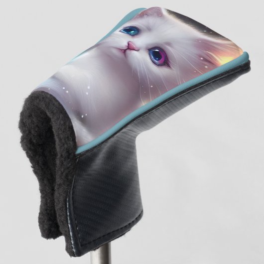 ファンタジーふわふわ白猫 ゴルフヘッドカバー (3/4 正面)