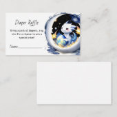 ファンタジーをテーマにしたドラゴンベビーシャワーおむつラッフル エンクロージャーカード (正面/裏面)