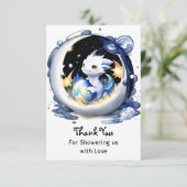 ファンタジーをテーマにしたドラゴンベビーシャワー サンキューカード (スタンド正面)