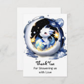 ファンタジーをテーマにしたドラゴンベビーシャワー サンキューカード (正面/裏面)