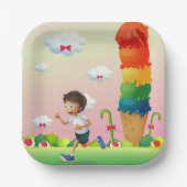 ファンタジーアイスクリームコーンとハッピー走ズボーイ ペーパープレート (正面)