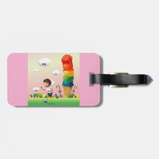 ファンタジーアイスクリームコーンとハッピー走ズボーイ ラゲッジタグ (裏面横)