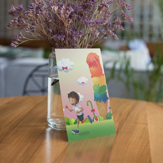 ファンタジーアイスクリームコーンとハッピー走ズボーイ 招待状