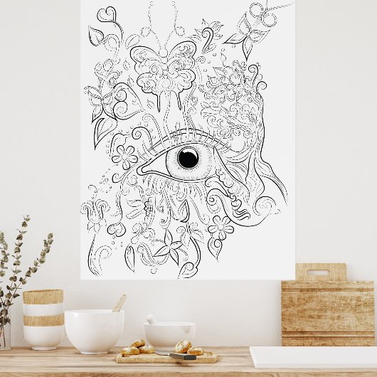 ファンタジーアイスケッチ大人着色ポスター ポスター (キッチン)