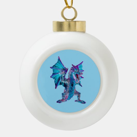 ファンタジーアクアドラゴンクリスマス セラミックボールオーナメント (正面)