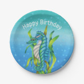 ファンタジーアクアブルーシードラゴンホーン海藻の泡 ペーパープレート (正面)