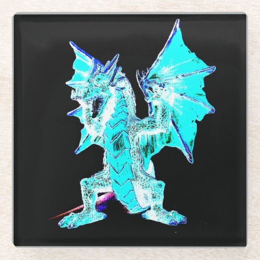 ファンタジーアクアブルードラゴン ガラスコースター (正面)