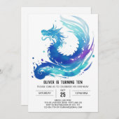 ファンタジーアドベンチャードラゴン誕生日 招待状 (正面/裏面)