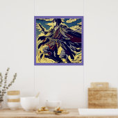 ファンタジーアニメヒーロー2日本の - Woodcut ポスター (キッチン)