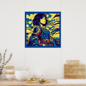 ファンタジーアニメヒーロー3 – ウッドカ日本のット ポスター (キッチン)