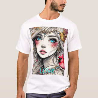 ファンタジーアニメマンガガールあすかアカスタマイズクア Tシャツ