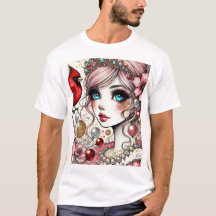 ファンタジーアニメマンガガールリンが鳥のTシャツを愛