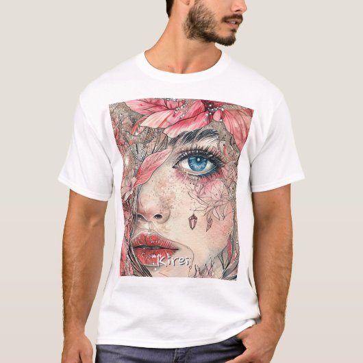 ファンタジーアニメマンガジャパンキレイ綺麗Tシャッカスタムト Tシャツ (正面)