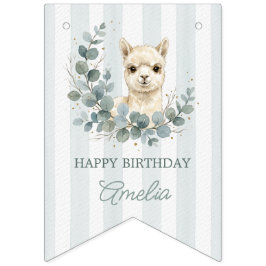 ファンタジーアルパカの誕生日 ゴールドユーカリ バンティングフラッグ