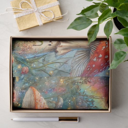 ファンタジーアートのアリスのキノコのワンダーランドの切り離し 薄葉紙 (ギフト)