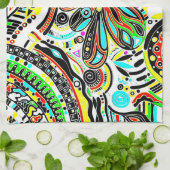 ファンタジーアートのスケッチ - 抽象的な花3 キッチンタオル (折り畳み)