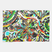 ファンタジーアートのスケッチ - 抽象的な花3 キッチンタオル (横)