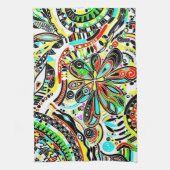 ファンタジーアートのスケッチ - 抽象的な花3 キッチンタオル (縦)